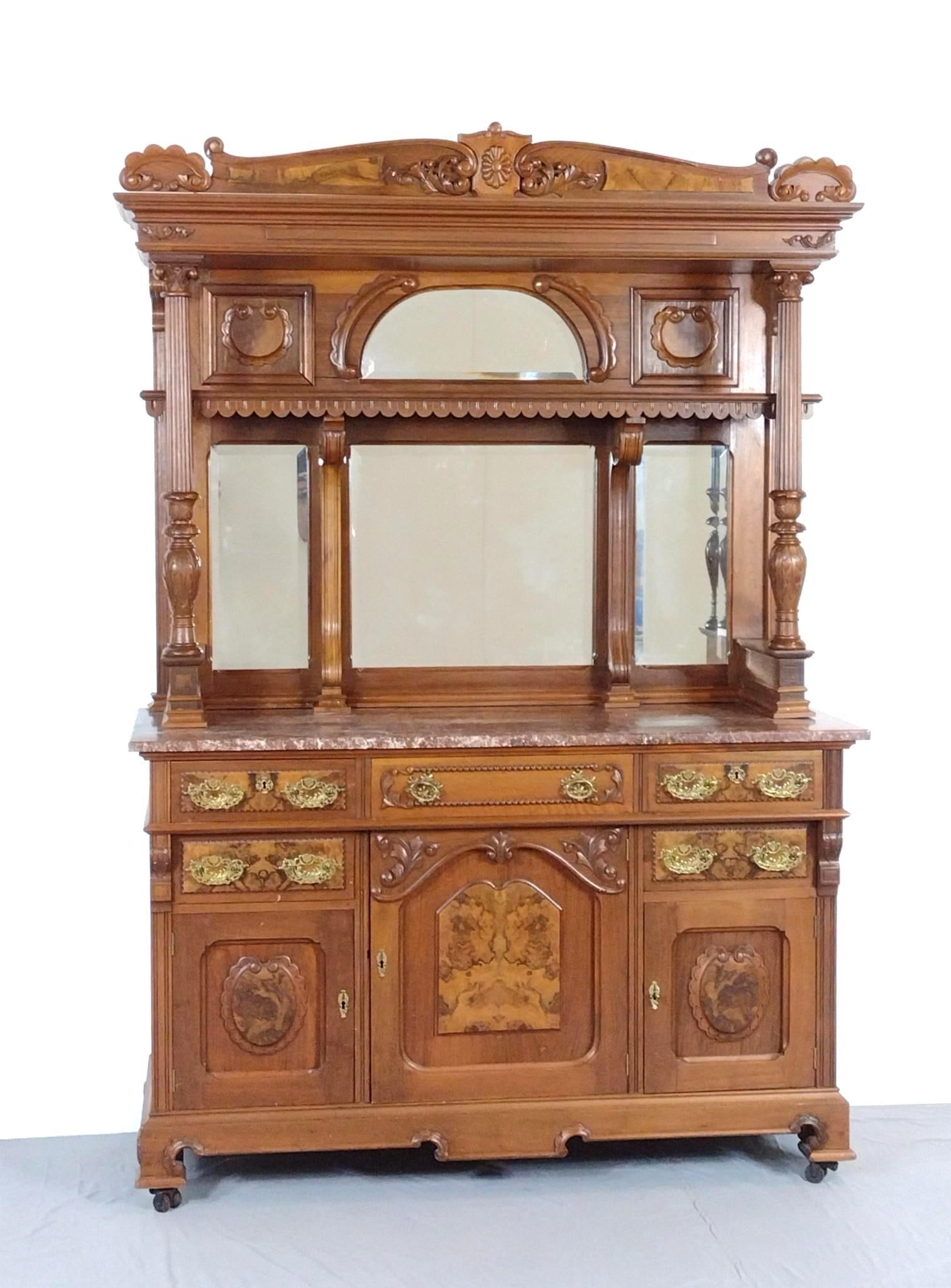 Marble Top Step Back Cupboard / Bureau (1 of 11)