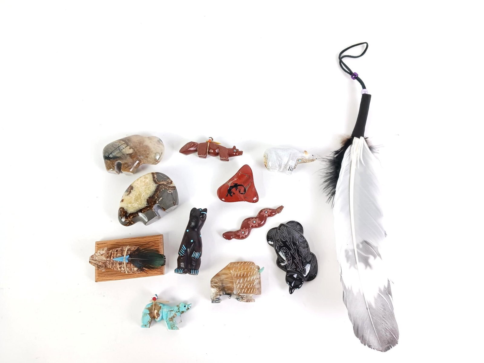 12 Pcs Southwest Style Trinkets incl Hardstone and Feather (1 of 2)