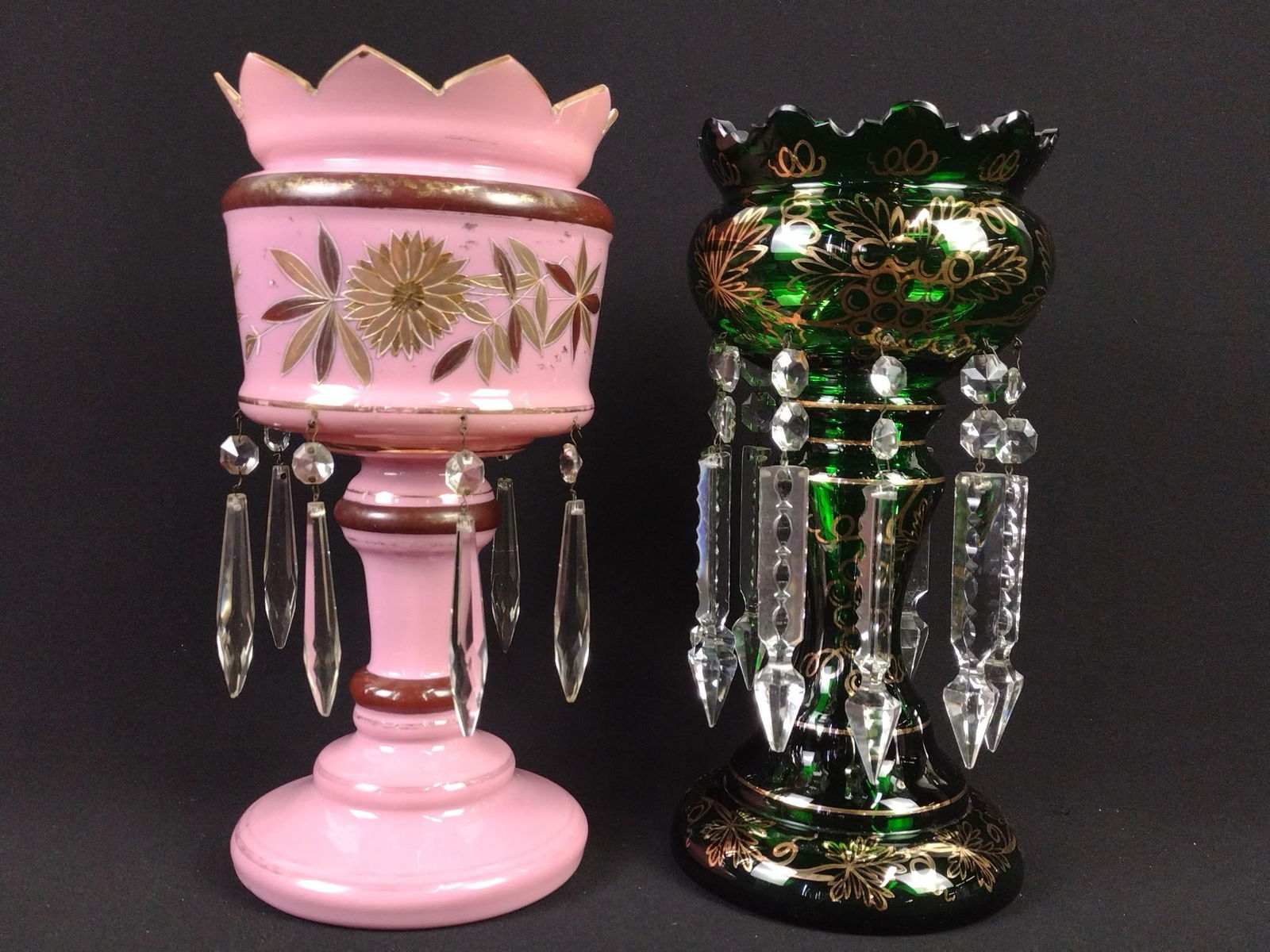 2 Victorian Luster Glass Candle Holders (1 of 5)