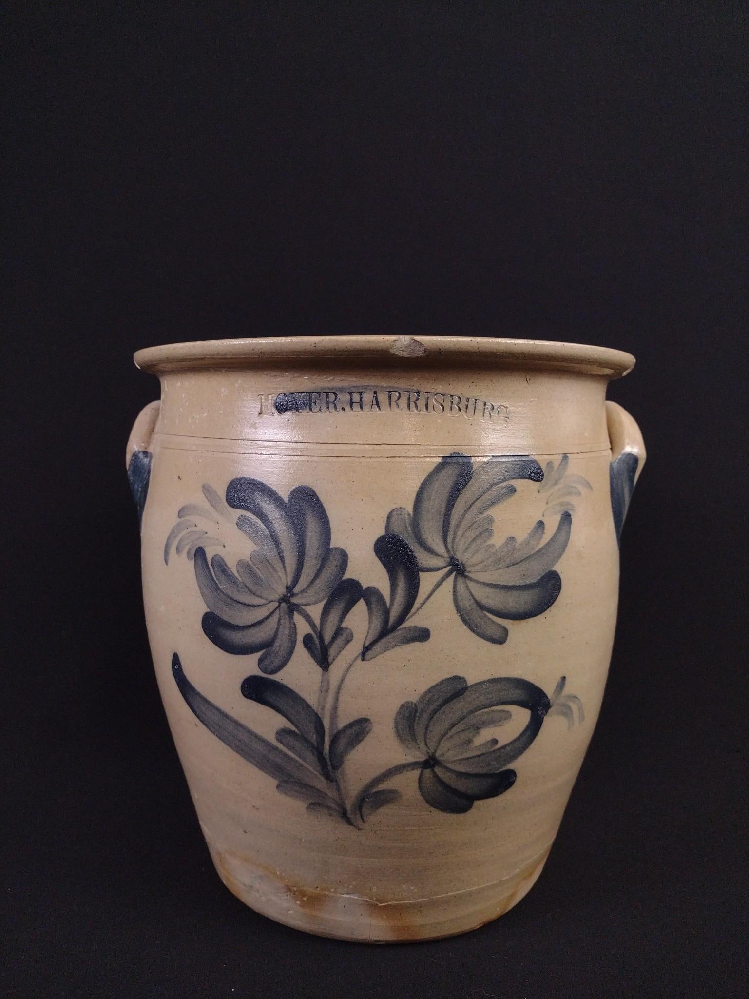Cowden and Wilcox Cobalt Decorated Crock (1 of 6)