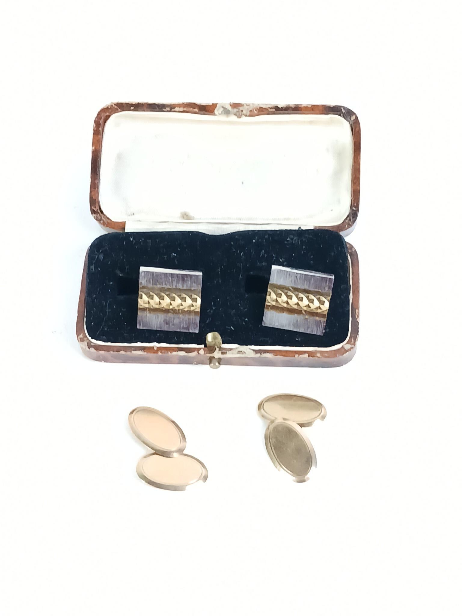 2 Prs Cufflinks incl 9k Gold (1 of 2)