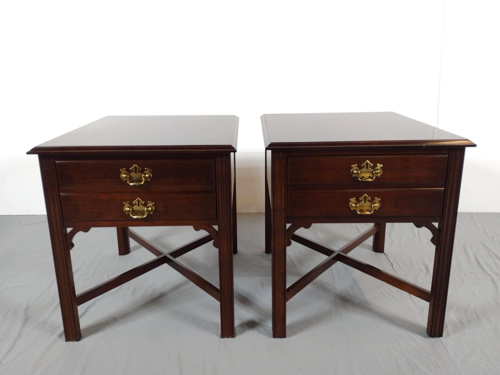 Pair Of Pennsylvania House End Tables: NOT ELIGIBLE FOR IN-HOUSE SHIPPING. 22" wide X 27" deep X 24-1/2" high.