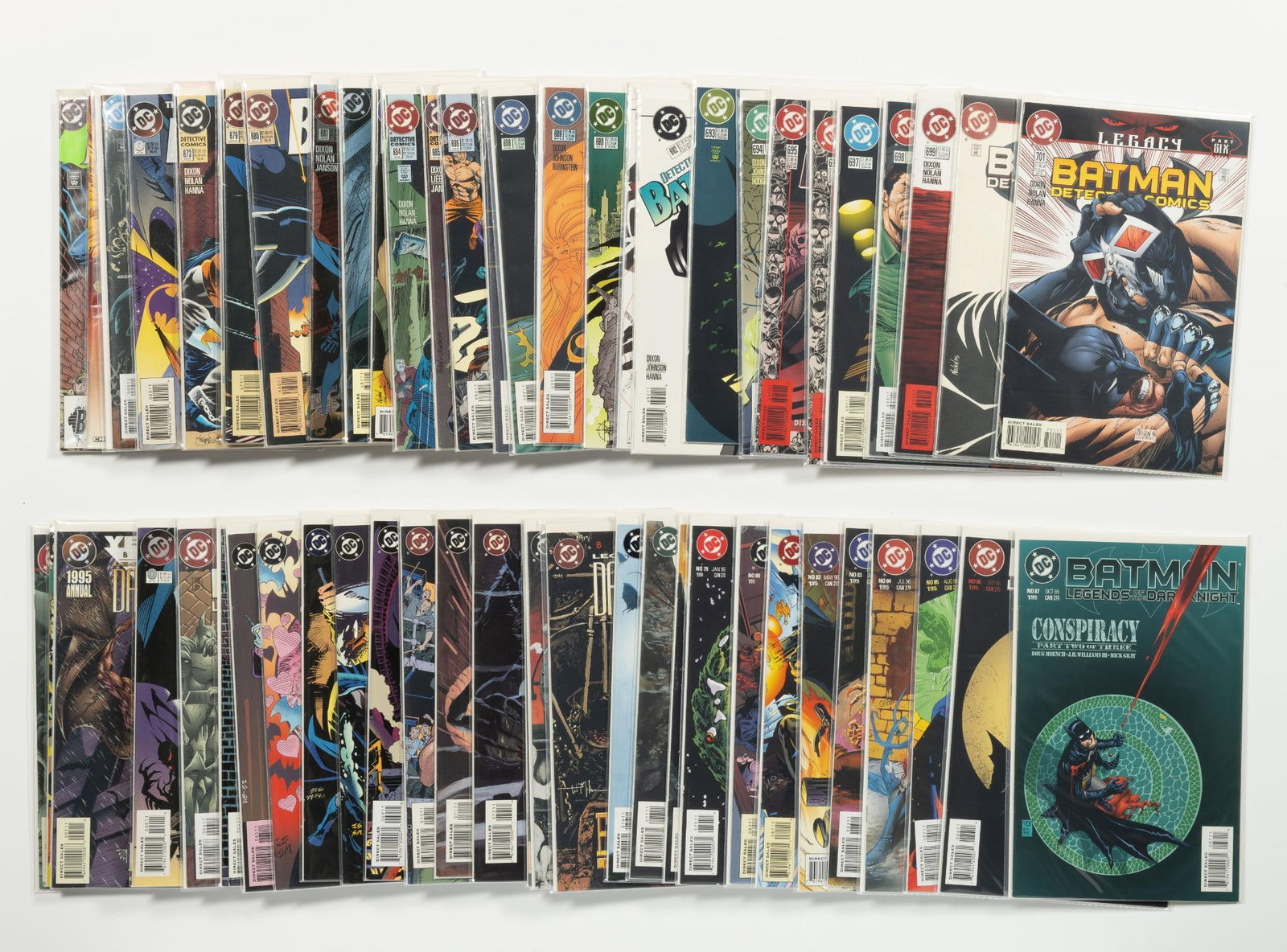 Approx. 65 Misc. Batman Comics: Titles include Legends of the Dark Knight; Detective Comics; and others. Average condition VF+.