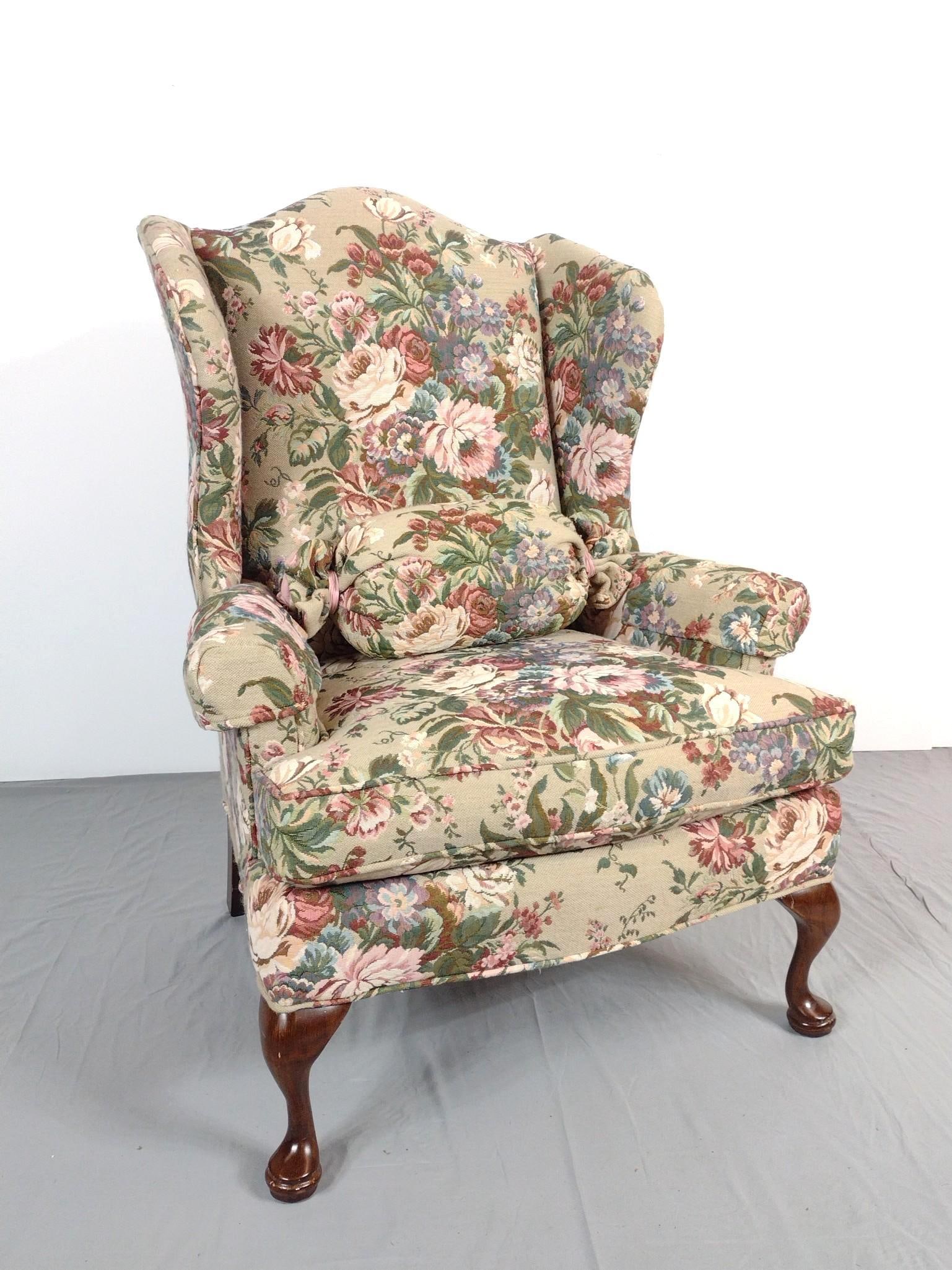 Pennsylvania House Advantage Wing Back Chair: NOT ELIGIBLE FOR IN-HOUSE SHIPPING. 33" wide X 30" deep X 44" high. Legs have some light scratches.