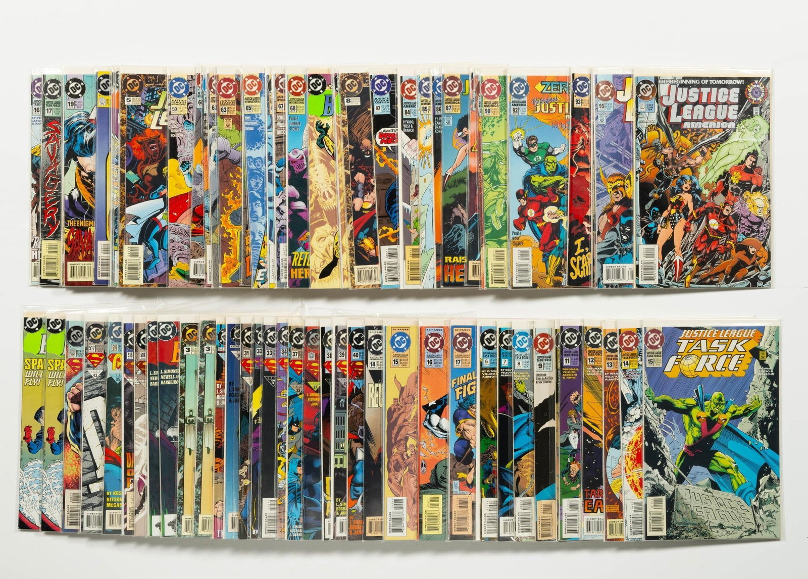 Approx. 75 Justice League Comics: Approx. 75 Justice League comics. Includes Justice League International; Justice League Task Force; and various Superman comics. Average condition VF+.