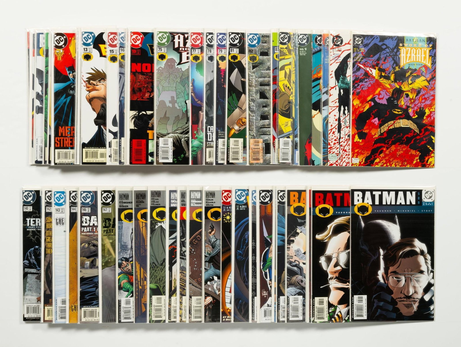 Approx. 70 Batman Comics: Approx. 70 Batman comics. Titles include Azreal; Batgirl; Batman; Gotham Nights; and others. Includes #1s. Average condition VF+.
