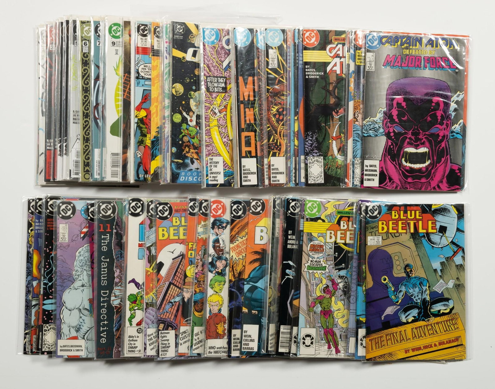 Approx. 80 Misc. DC Comics: Approximately 80 DC comics. Titles include Blue Beetle; Captain Atom; Chase; and more. Mid-1980s and up. Average condition VF.