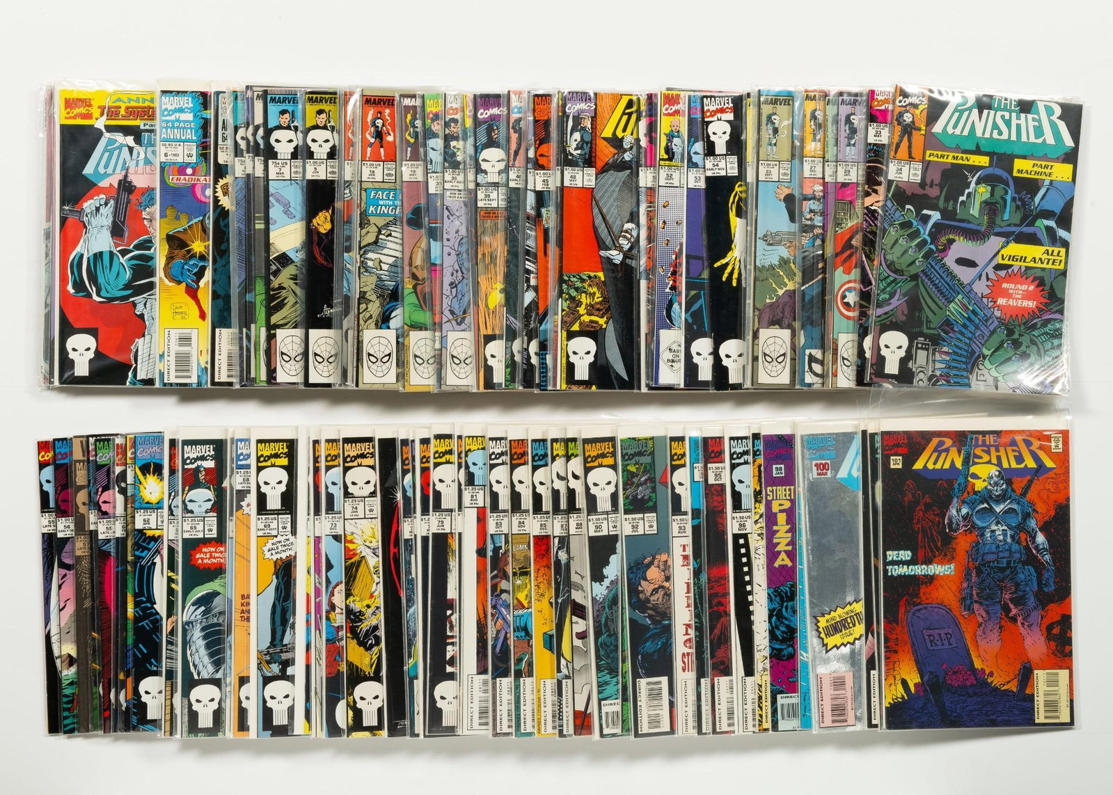 Approx. 110 Punisher Original Series Comics: Includes #1, early issues, some keys. Average condition VF.