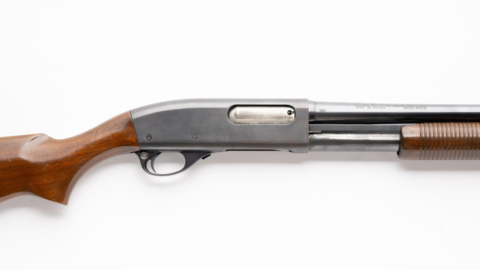 Remington 870 Wingmaster Pump Shotgun, 16 Gauge: Serial Number: 291876W Design: This Remington Model 870 Wingmaster pump shotgun has a 28" barrel without rib. It accepts 2 3/4" 16 gauge shells and has an improved cylinder choke. A few small dents ar