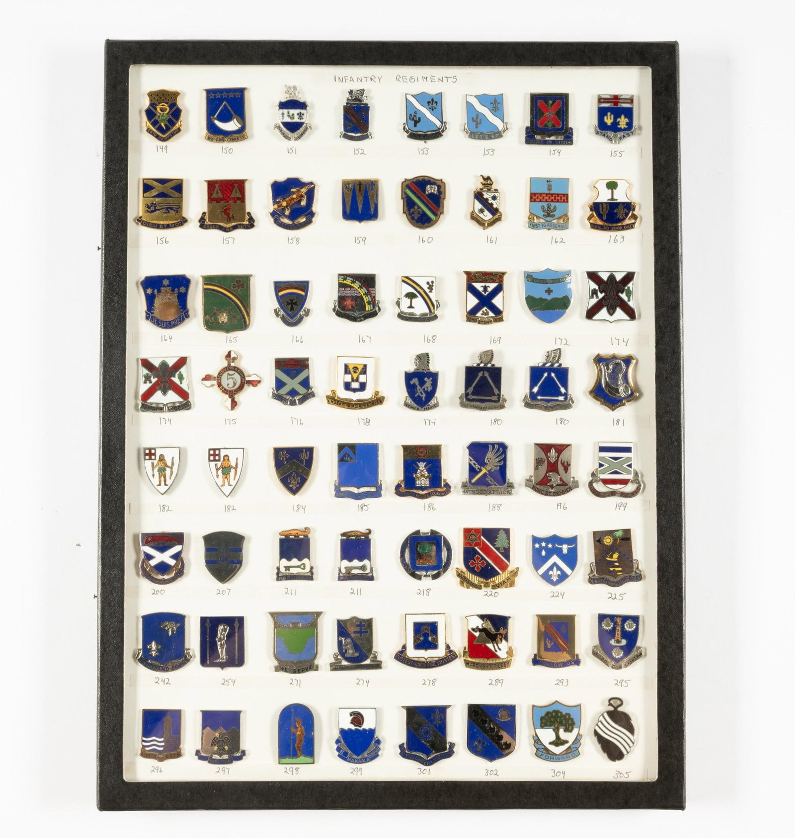 64 Pcs Military Infantry Regiment Insignia: Ricker box included.