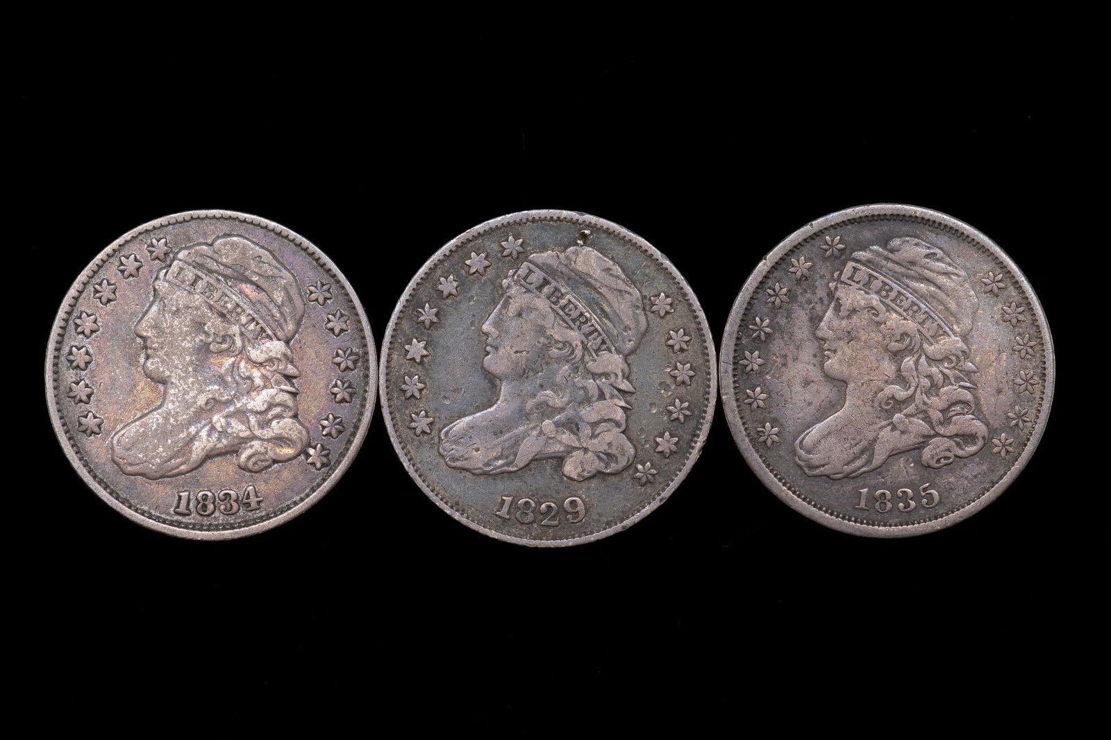 Three Capped Bust Dimes 1829 1834 1835 (1 of 2)