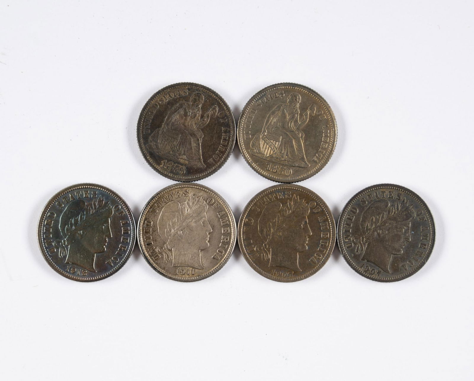 Six Better Grade Seated and Barber Silver Dimes (1 of 2)