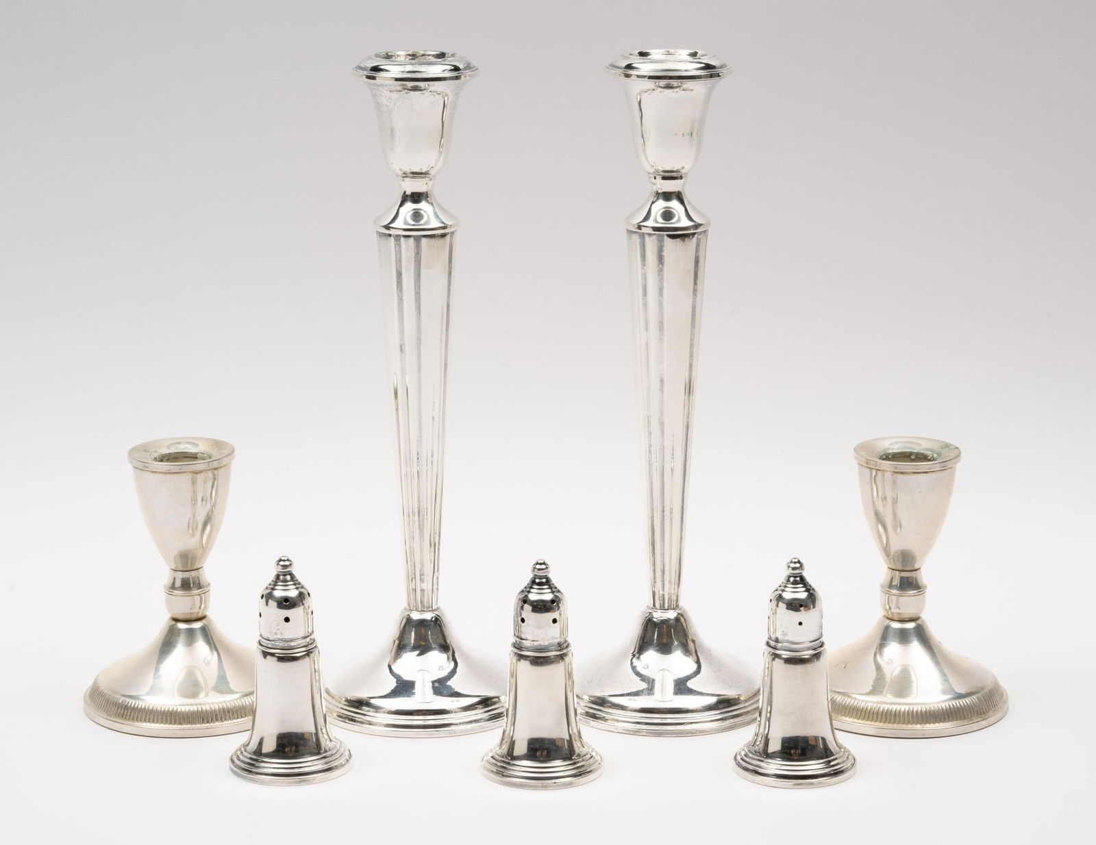 Weighted Sterling Silver Candlesticks and S&P Shakers (1 of 9)