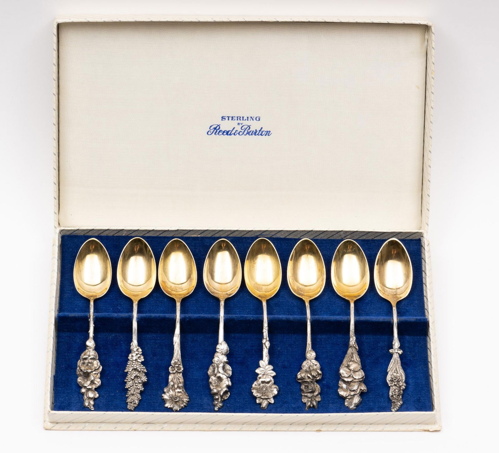 Cased Set of Reed & Barton Harlequin Sterling Silver Teaspoons (1 of 5)