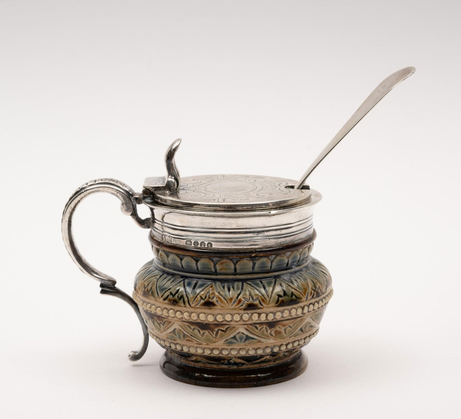 Doulton Lambeth Sterling Silver & Ceramic Mustard Pot (1 of 7)