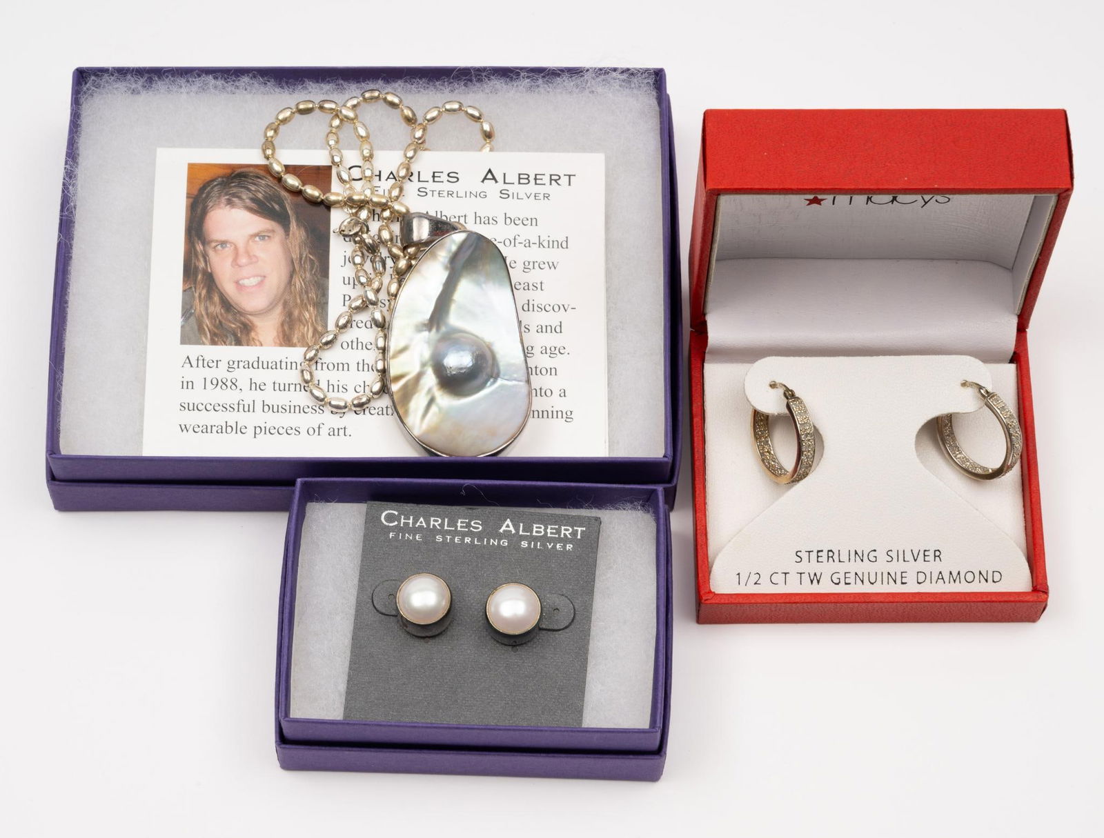 Sterling Silver Earrings and Necklace (1 of 4)