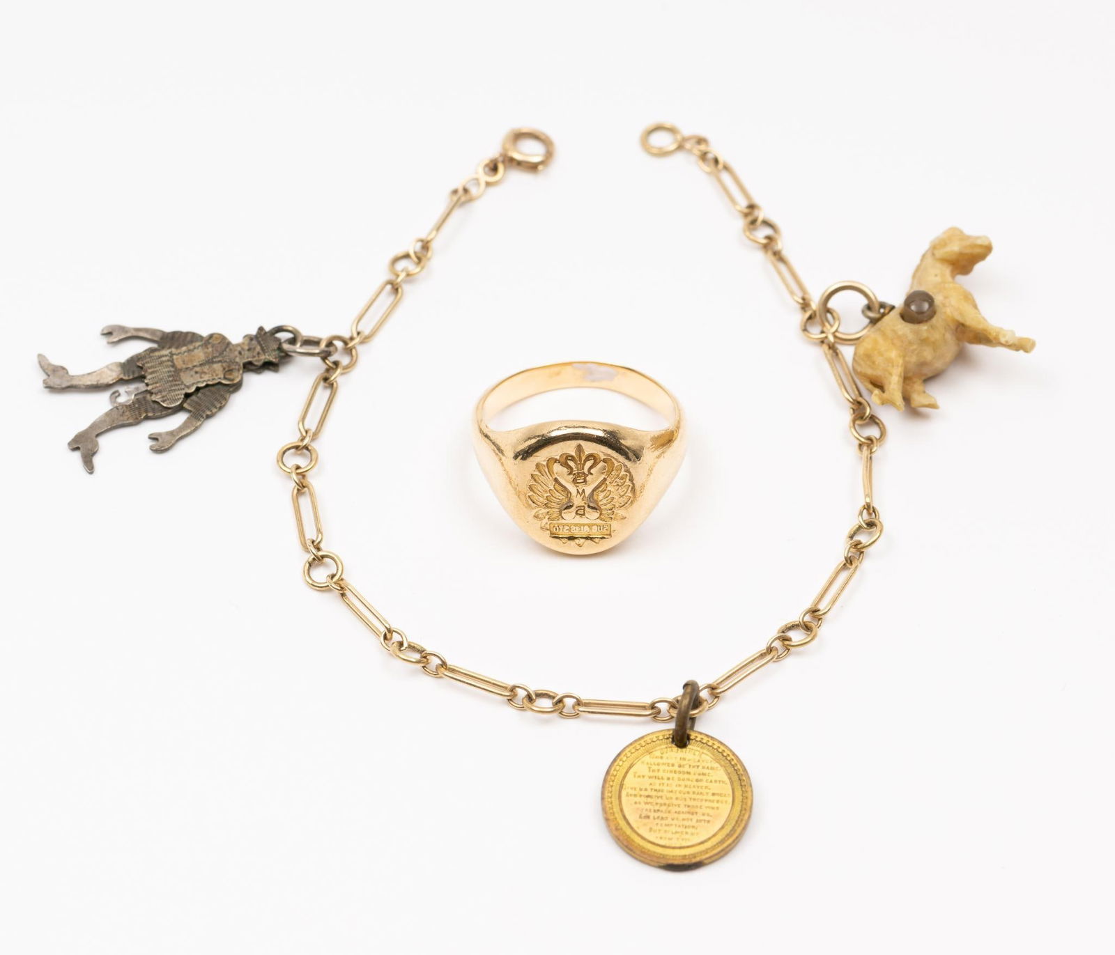 14K Gold Charm Bracelet & Bailey, Banks & Biddle Ring (1 of 6)