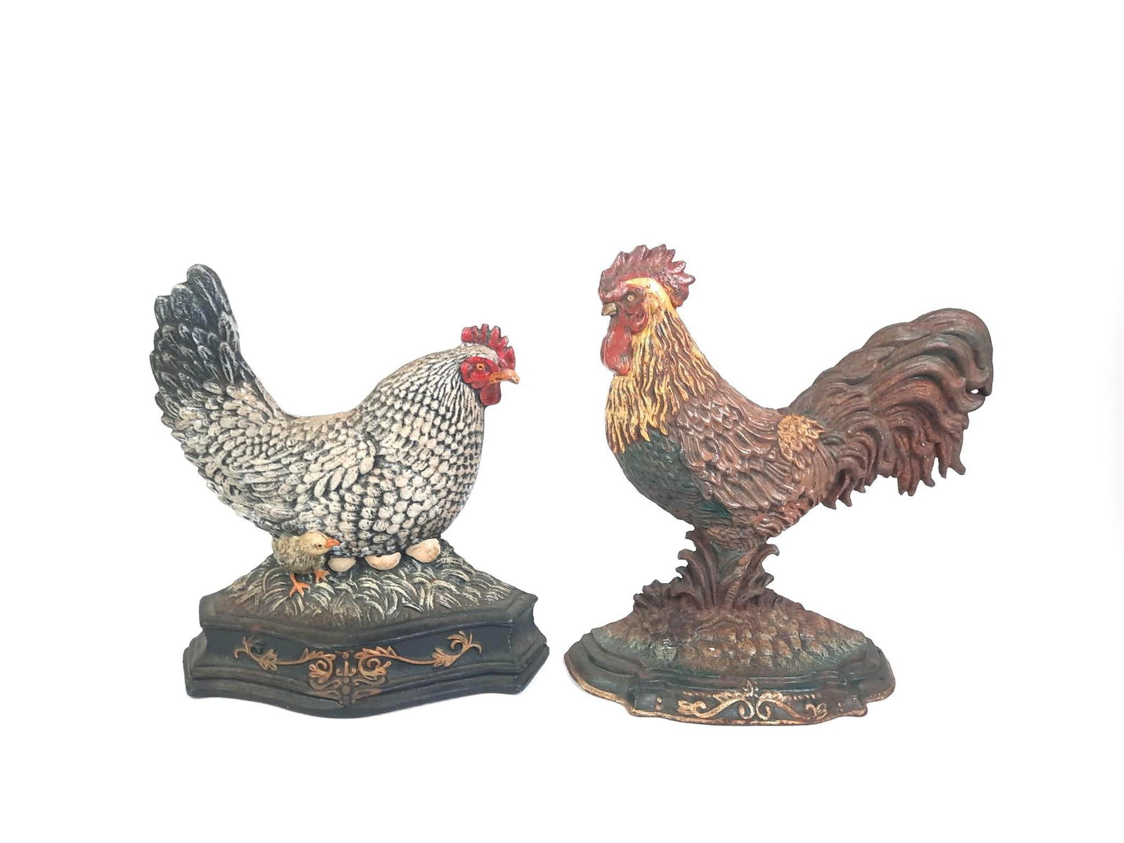 2 Cast Iron Rooster Door Stops (1 of 2)