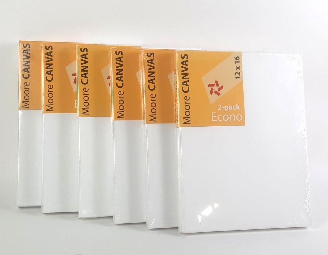 12 - 12 x 16 Blank Canvas: NOT ELIGIBLE FOR IN-HOUSE SHIPPING. 6 factory sealed 2 pack canvas packs. All factory sealed by A.C. Moore.
