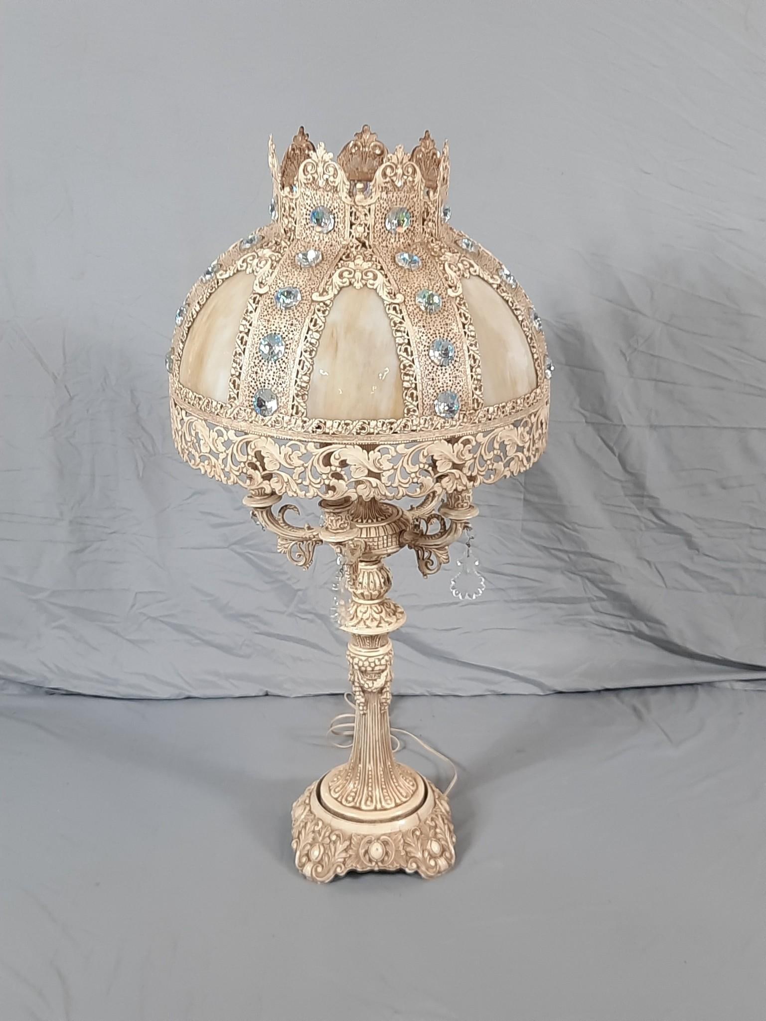 Oversized Carmel Slag Table Lamp (1 of 4)