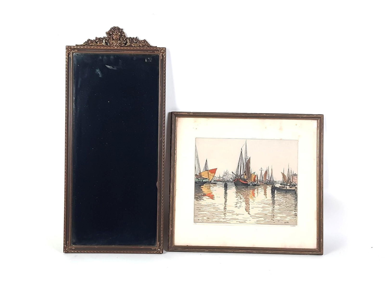 Mirror & Framed Harbor Scene Print (1 of 4)