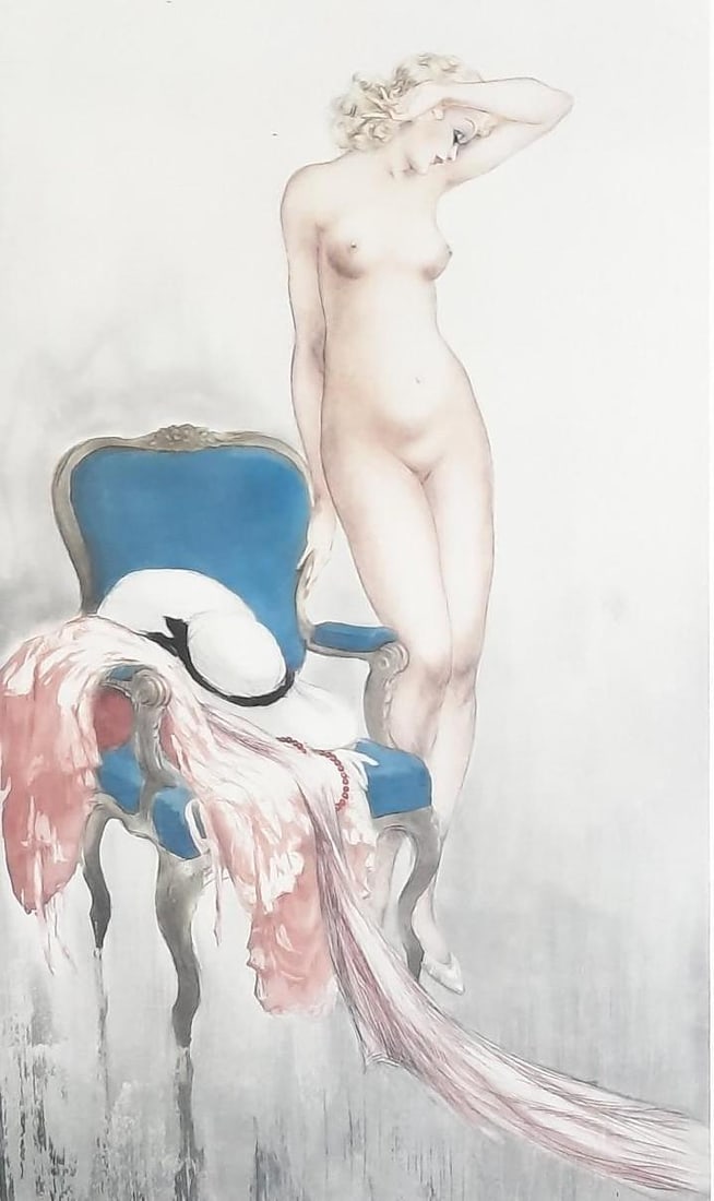 Icart Nude Print: NOT ELIGIBLE FOR IN-HOUSE SHIPPING. Louis Justin Laurent Icart (1888 - 1950) was active/lived in New York / France. Louis Icart is known for Sensuous female figure drawing and painting, fashion design