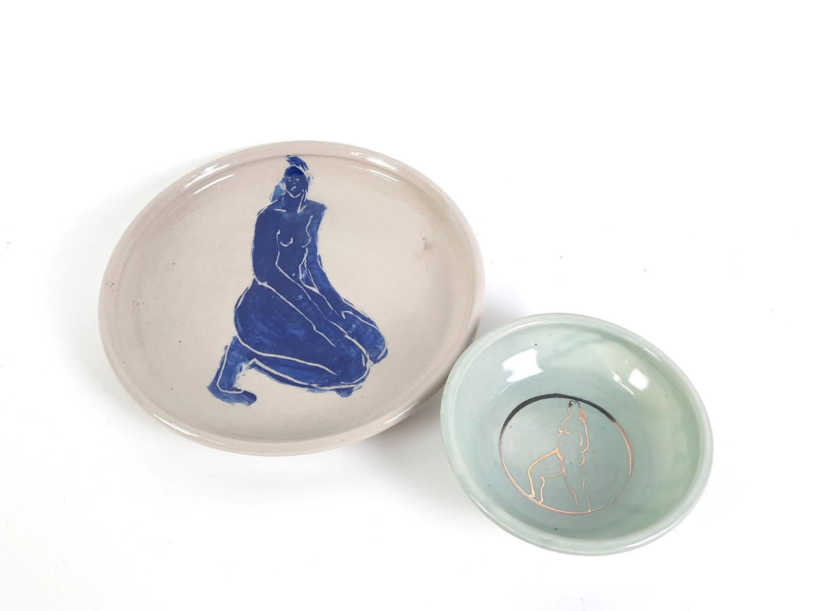 2 Handmade Pottery Dishes of Nudes (1 of 3)