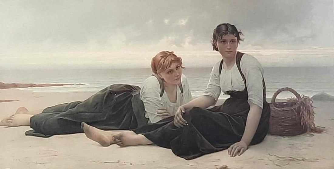 Alfred DeLobbe Two Women on Beach Print (1 of 3)