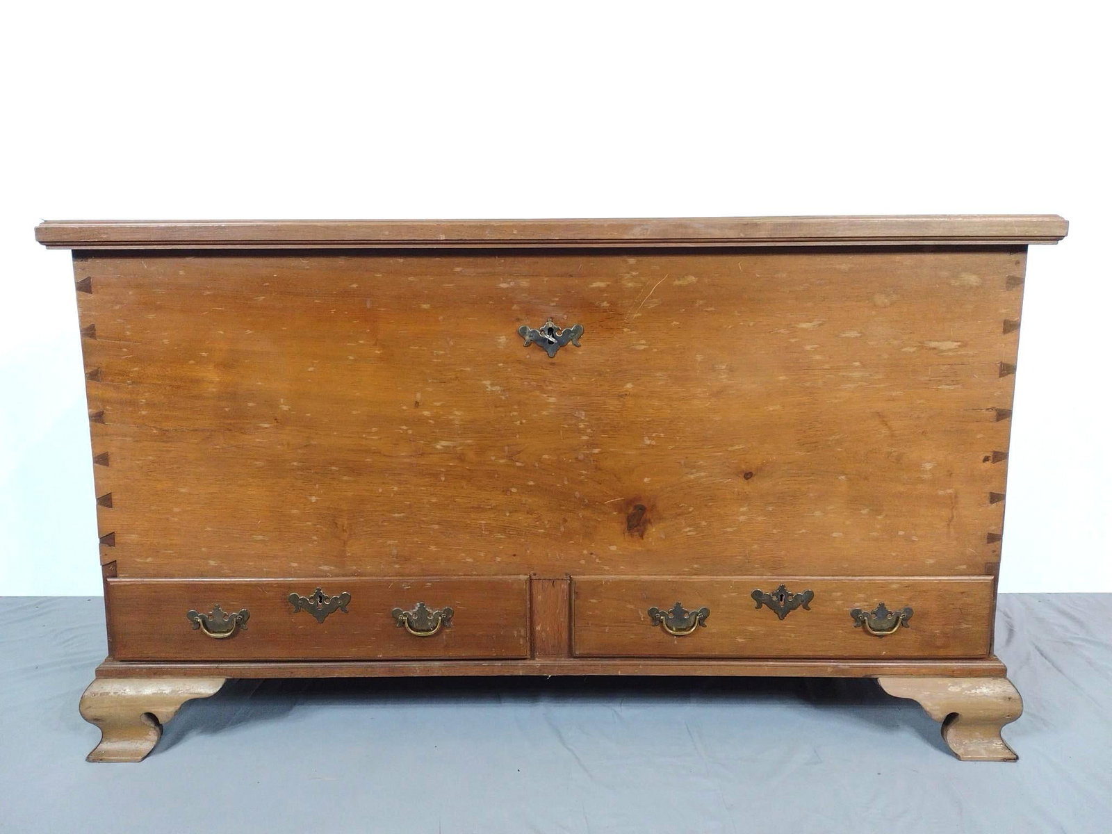 Two Drawer Blanket Chest: NOT ELIGIBLE FOR IN-HOUSE SHIPPING. 49" wide X 23-1/2" deep X 28-1/2" high. Has scratches.