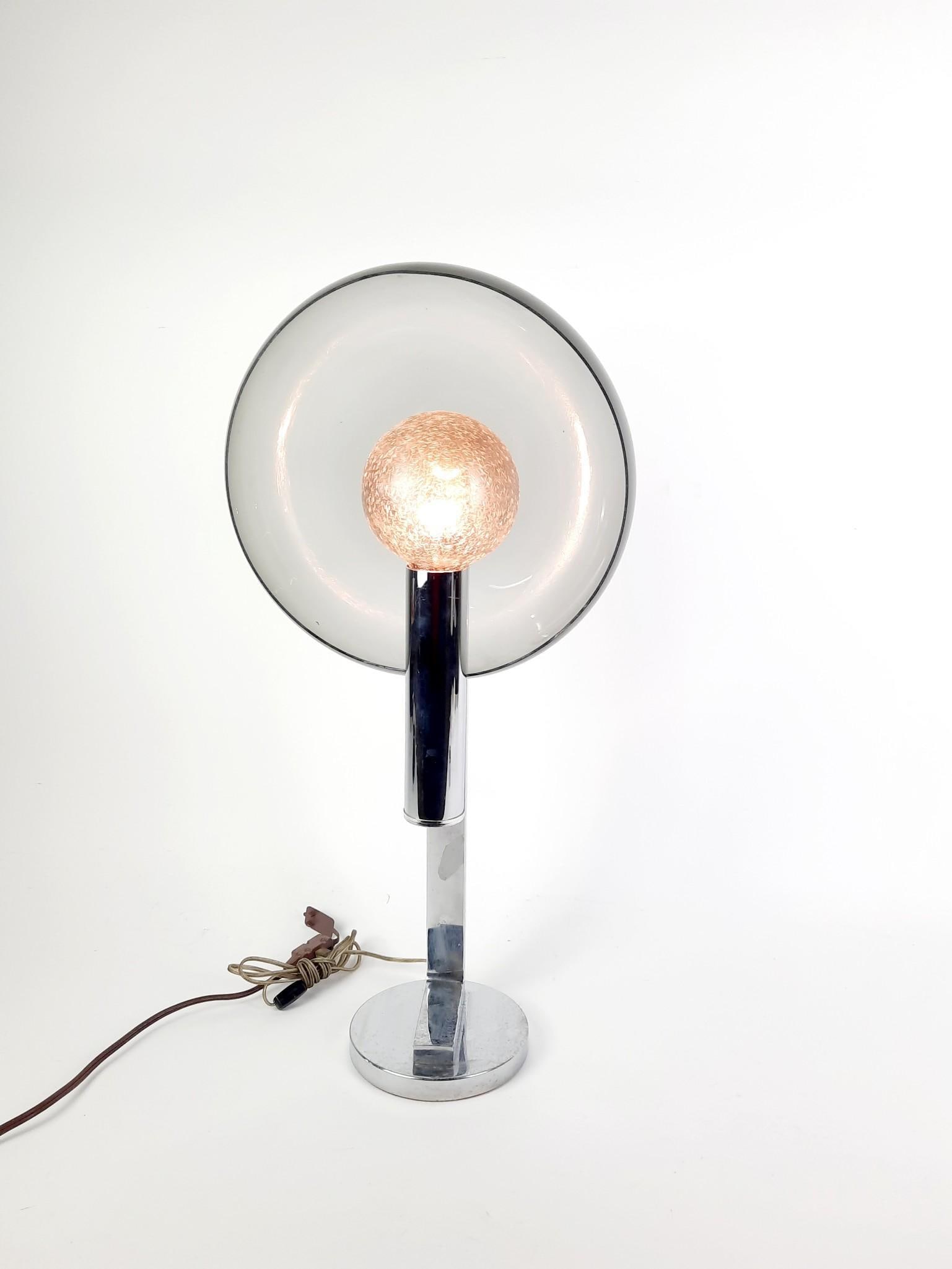 Chrome and Smokey Acrylic MCM Lamp (1 of 4)