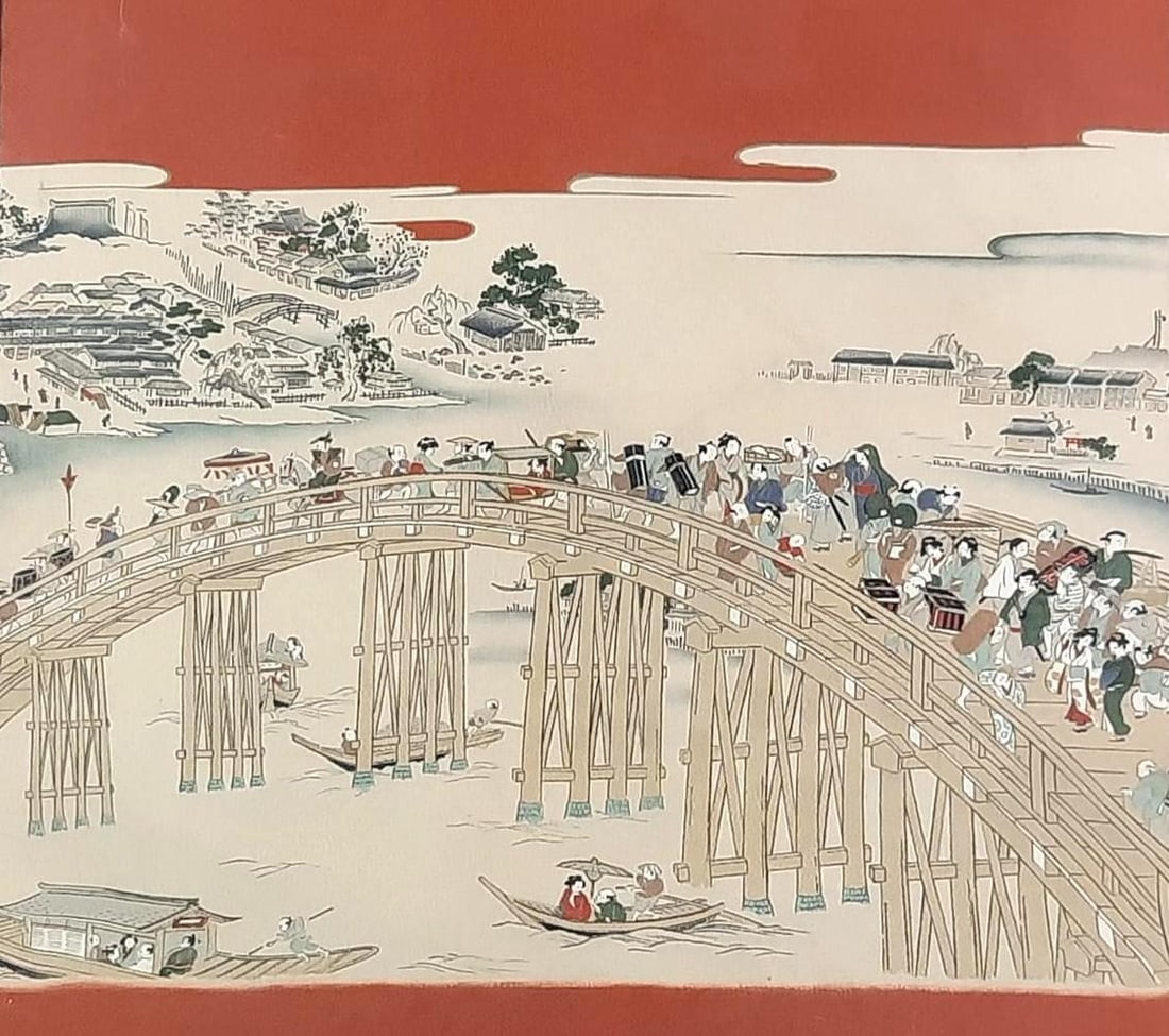 Japanese Outdoor Scene on Silk (1 of 4)