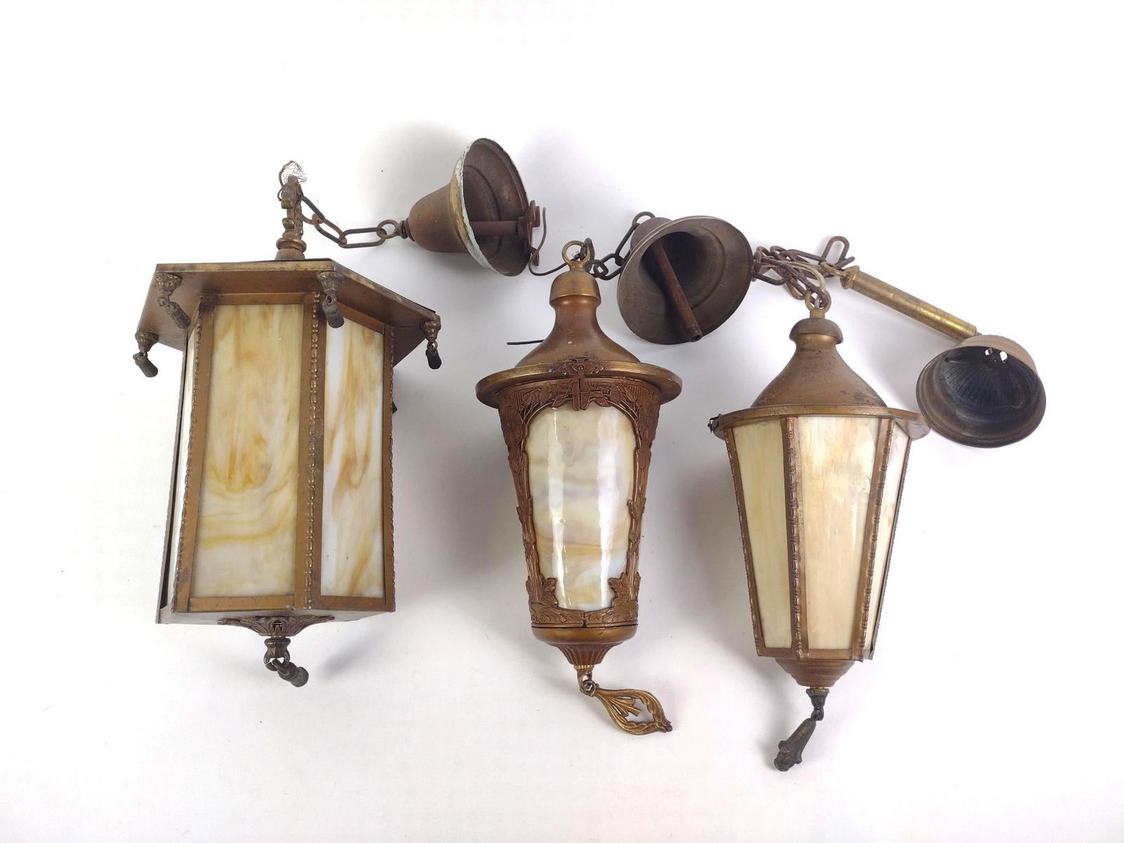 3 Antique Slag Glass Hanging Lights (1 of 2)
