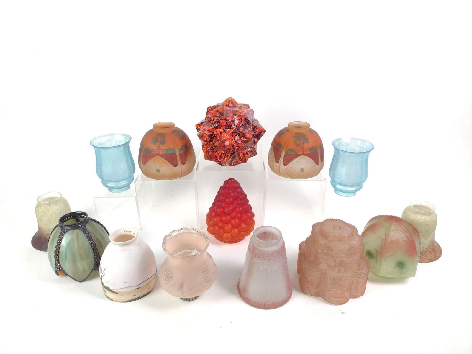 14 Glass Lamp Shades incl Art Glass (1 of 3)