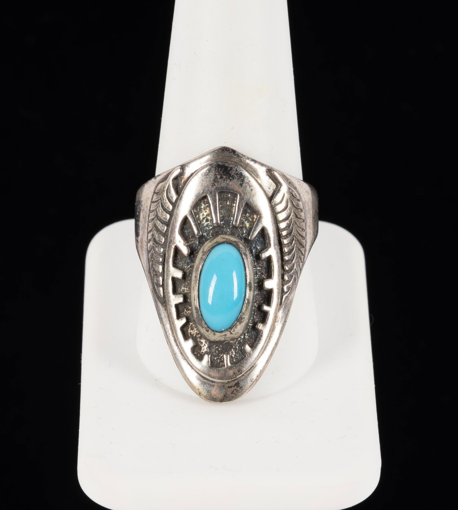 Ben Nighthorse (Campbell) Turquoise Ring: A very important turquoise and silver dress ring made and marked by Ben Nighthorse also known as the former United States Senator from Colorado. He is now one of the finest Native American (Northern C