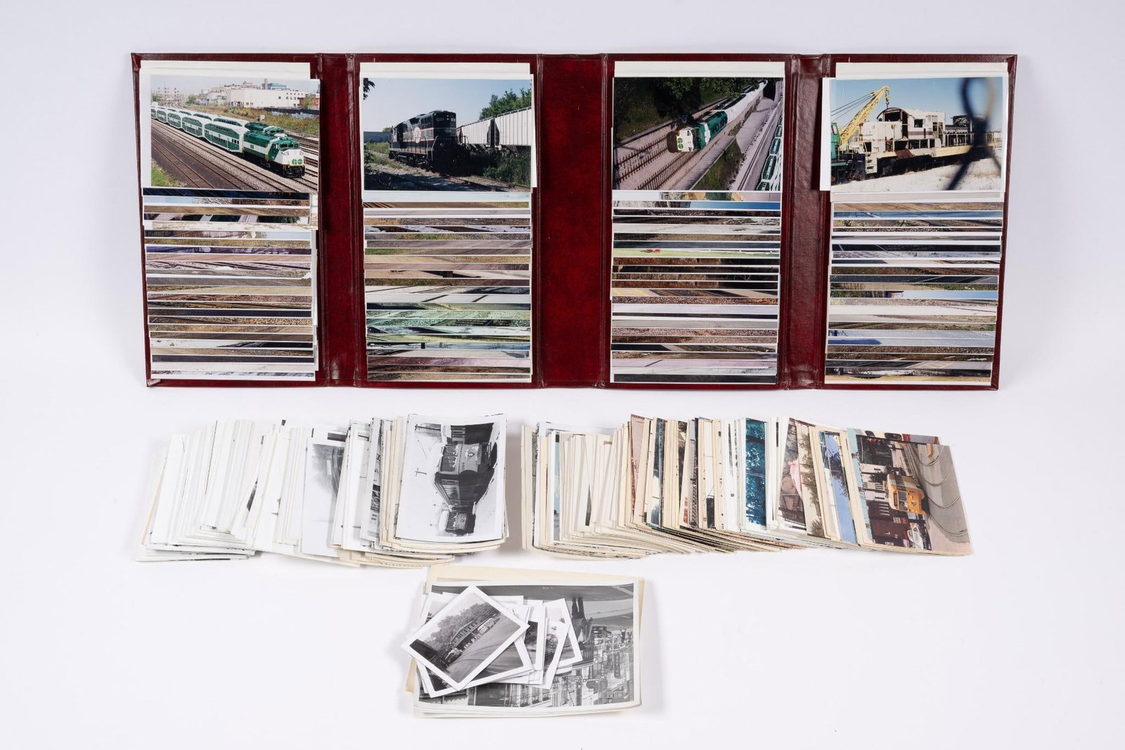 Lg Grouping Transportation Photos and Post Cards: Includes trains, trolleys, buses, and more.