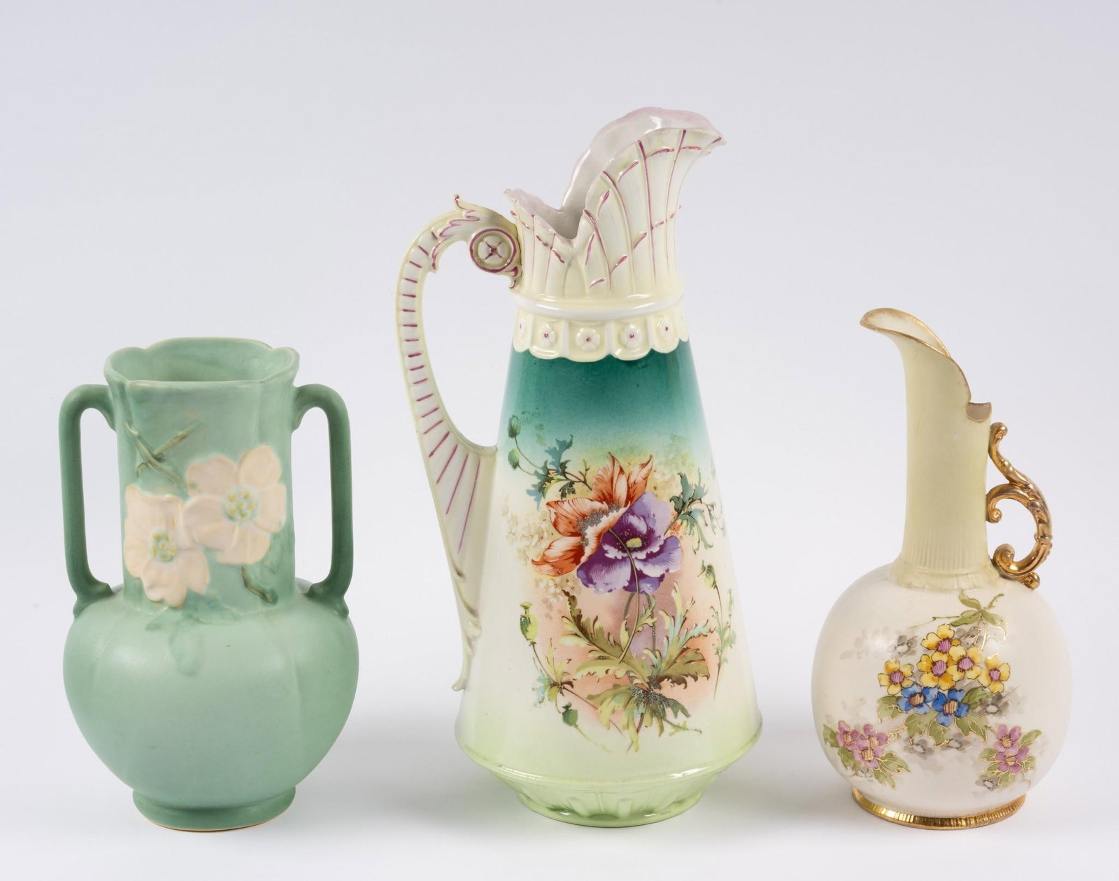 3 Vases: 5-1/4" to 5-3/4" wide x 10-1/2" to 14" high.