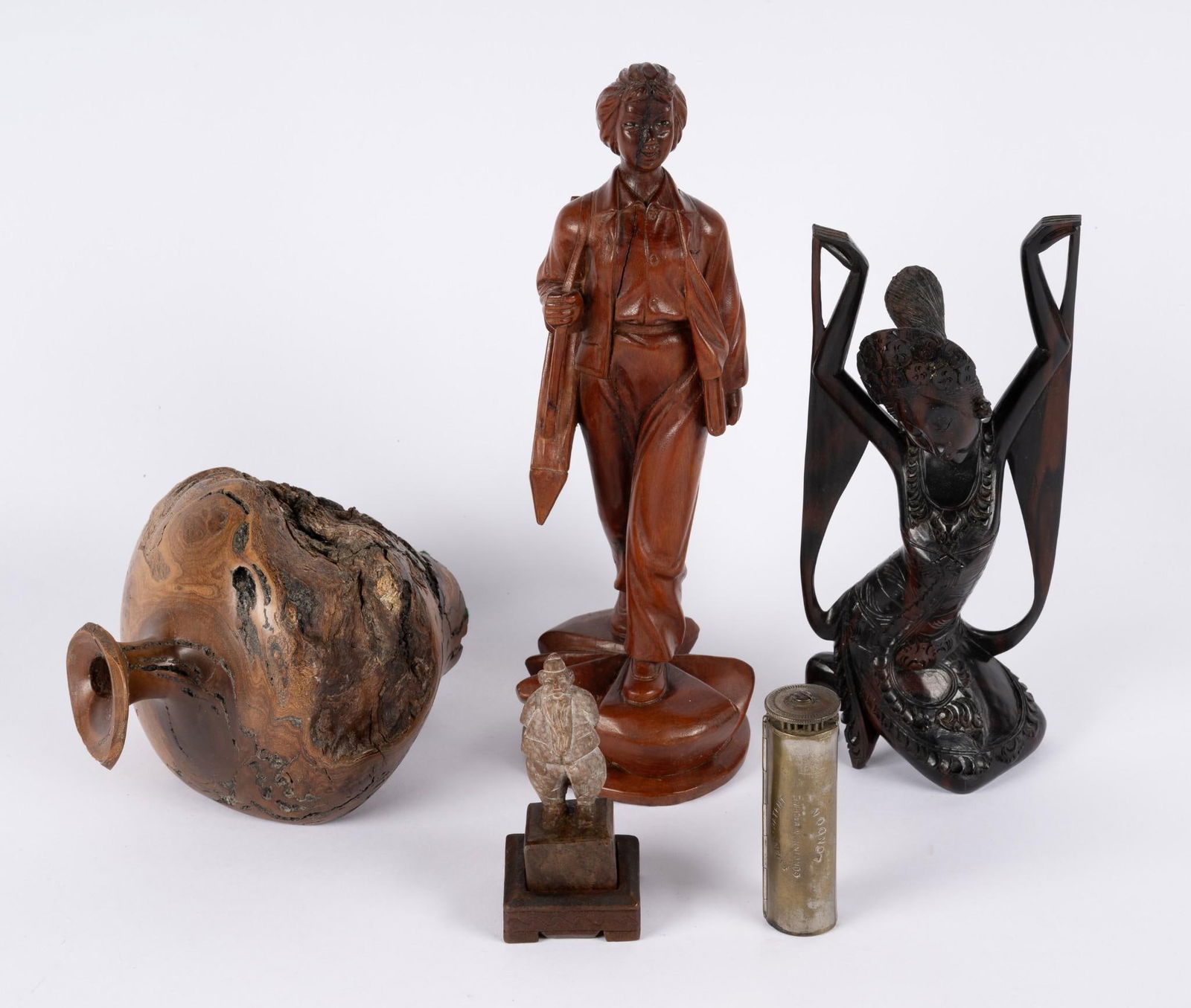 5 Pcs incl Wood Carvings and Tree Root Vase (1 of 8)