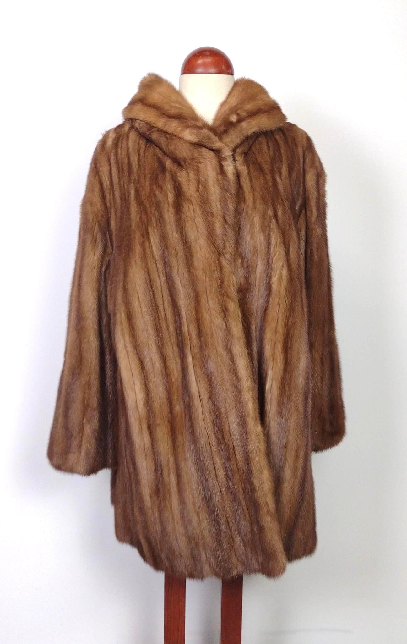 Mink Full Length Fur Coat: NOT ELIGIBLE FOR IN-HOUSE SHIPPING. Muscalus Furs of Harrisburg, PA. 19" shoulder width x 40" total length. 21" sleeve length.