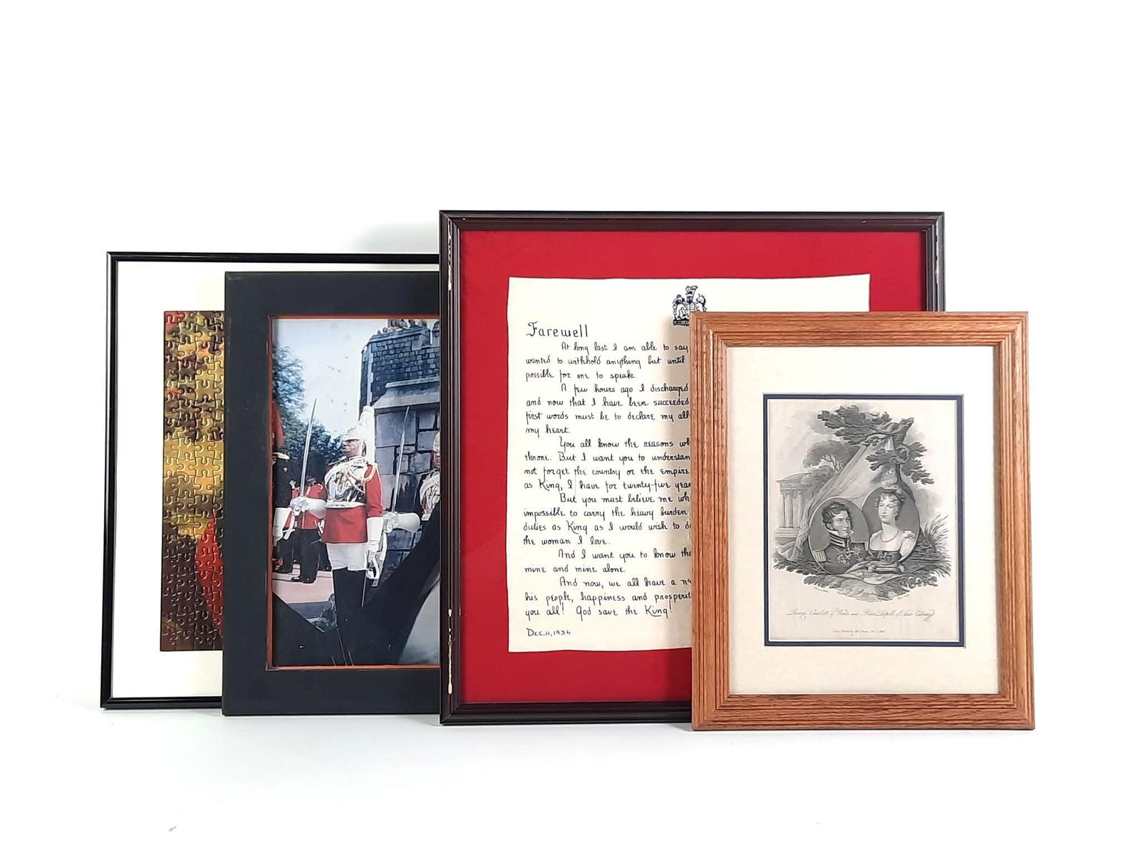 4 Pcs Royal Artwork incl Edward VIII "Farewell Letter" on Silk (1 of 5)