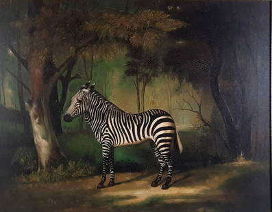 Aft. George Stubbs Zebra Painting: NOT ELIGIBLE FOR IN-HOUSE SHIPPING. George Stubbs (1724 - 1806) was active/lived in United Kingdom, England. George Stubbs is known for Horses, sporting aristocracy and portrait painting. Unsigned. Si
