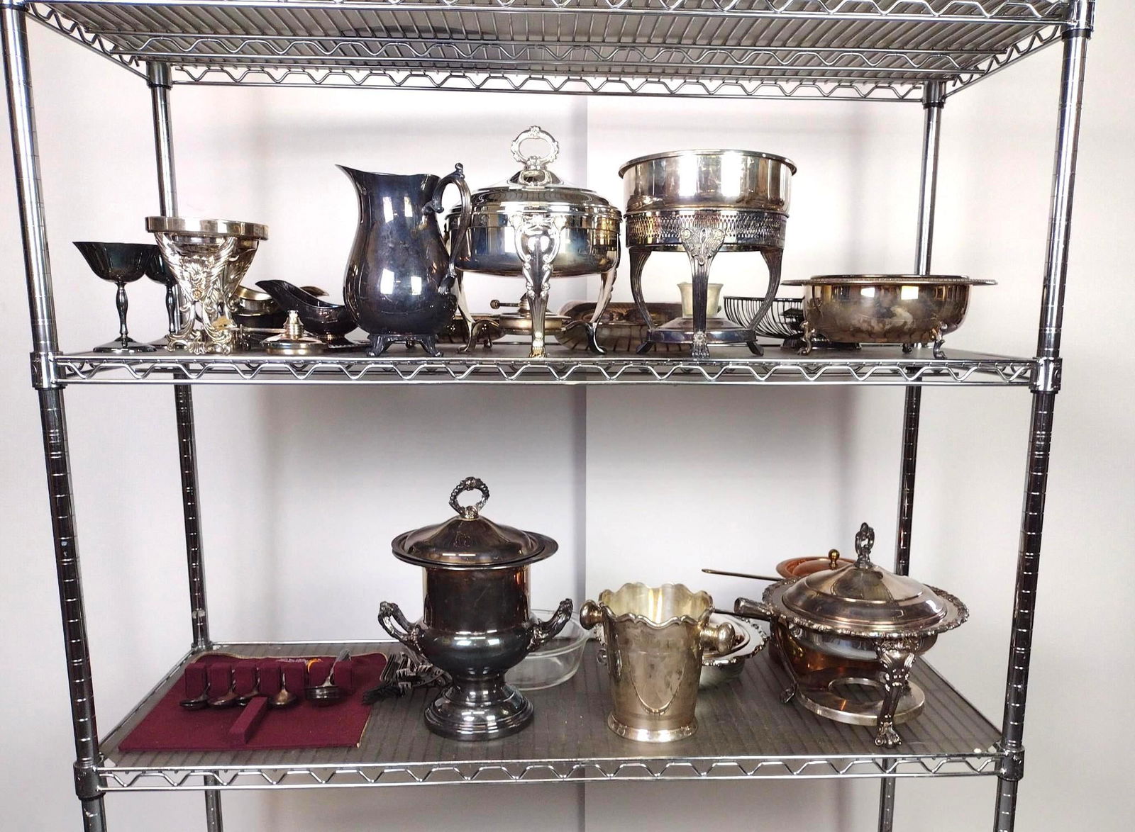 Large Collection of Silverplate Serving Dishes, Flatware, etc. (1 of 5)