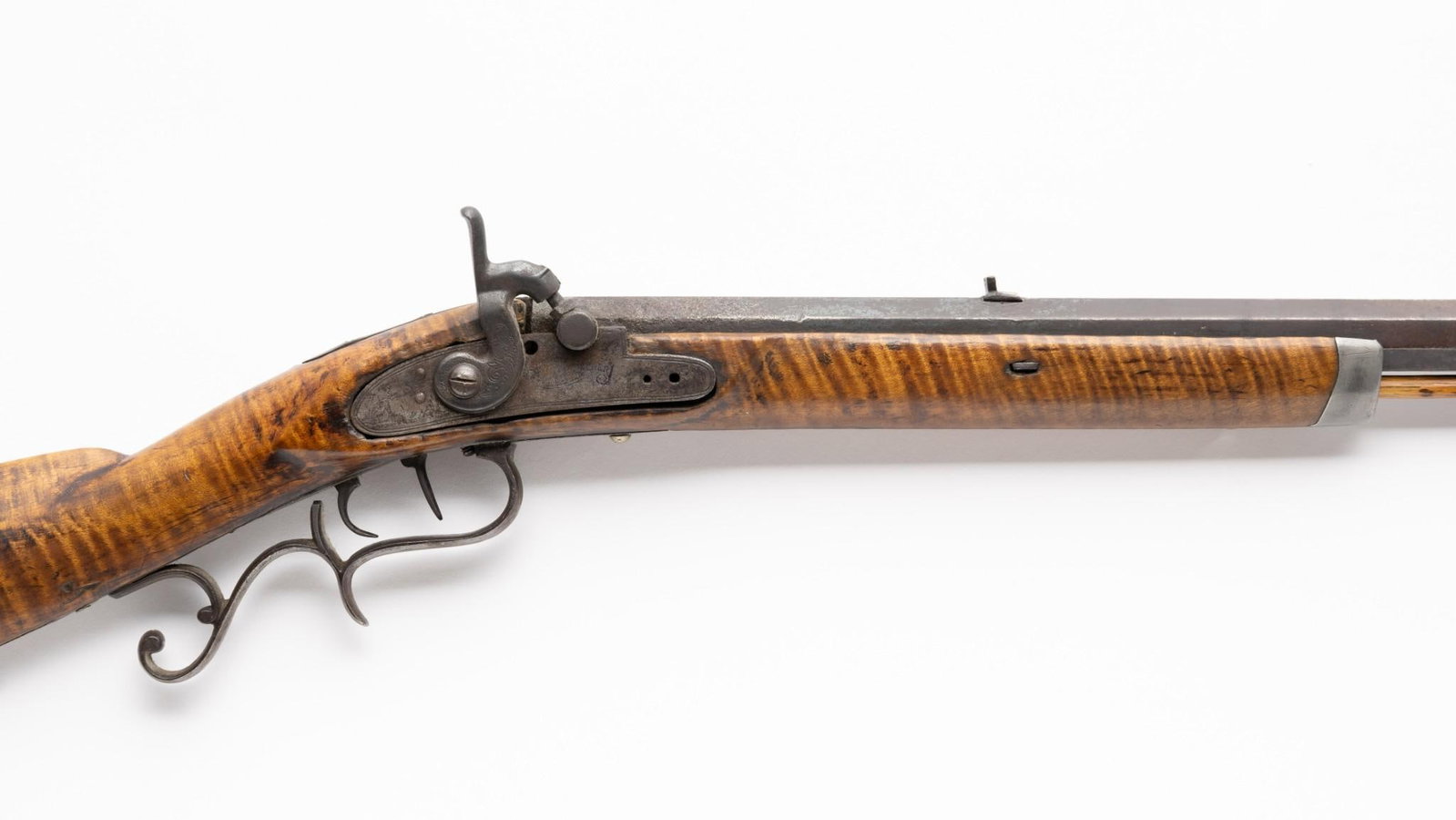 Percussion Halfstock "Kentucky" Rifle, .40 Caliber +/-: Serial Number: NSN Design: This percussion halfstock "Kentucky" rifle has a 32" full octagon barrel in approximately .40 caliber. The name "Golcher" is barely readable on the lock which shows signs of
