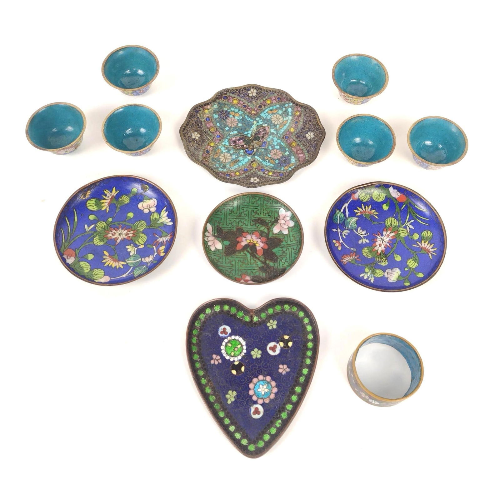 12 Pcs Asian Cloisonne incl Heart Dish (1 of 5)