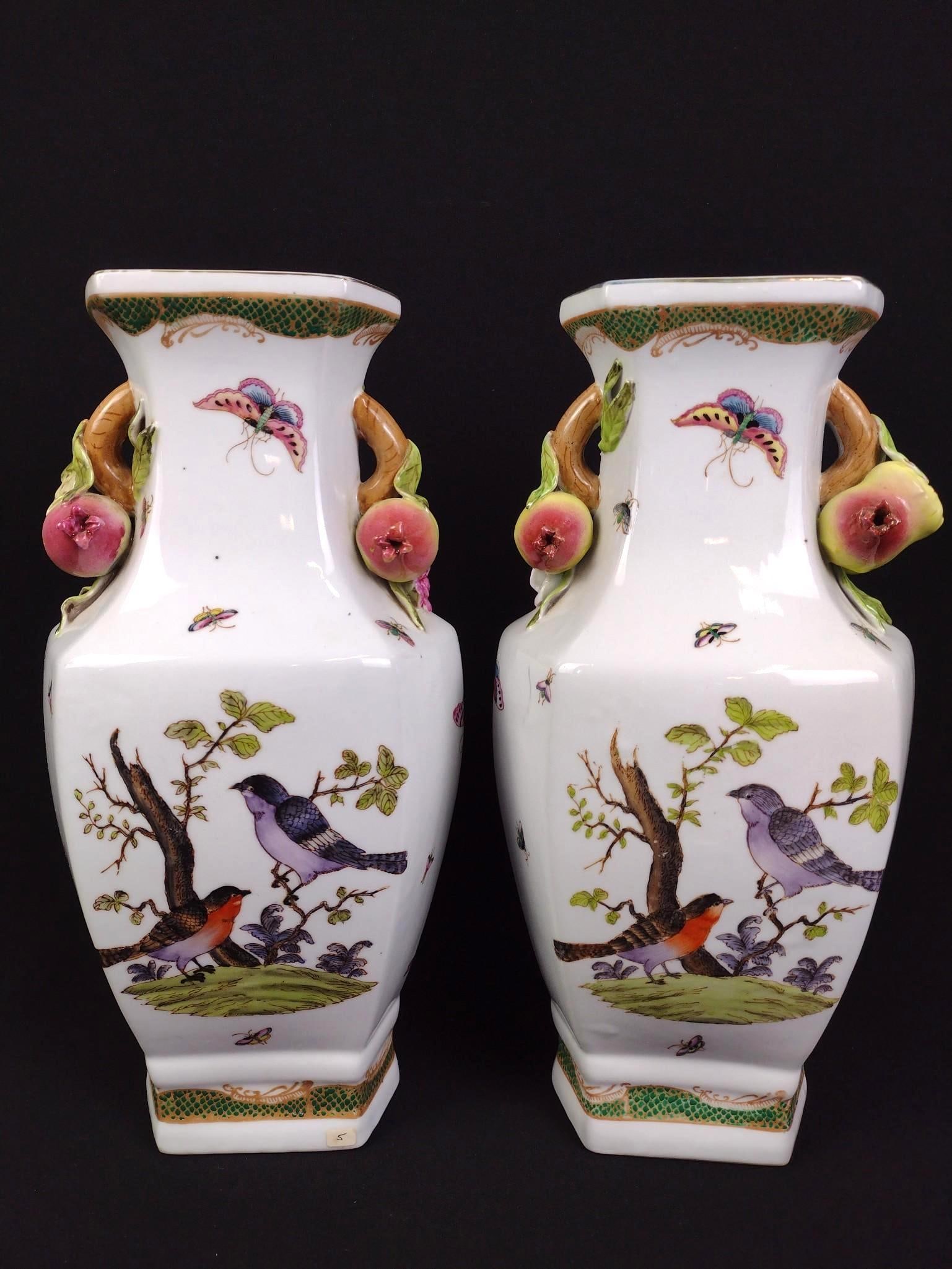 2 Asian Vases with Fruit and Birds (1 of 6)