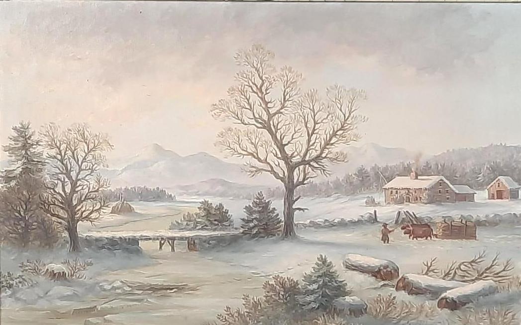 W.S. Harmon  Antique Winter Scene Painting (1 of 7)