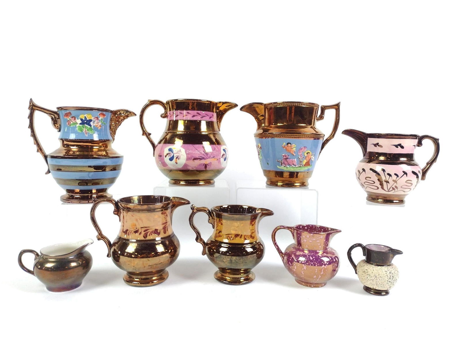 9 Ceramic Copper Lustre Pitchers (1 of 7)