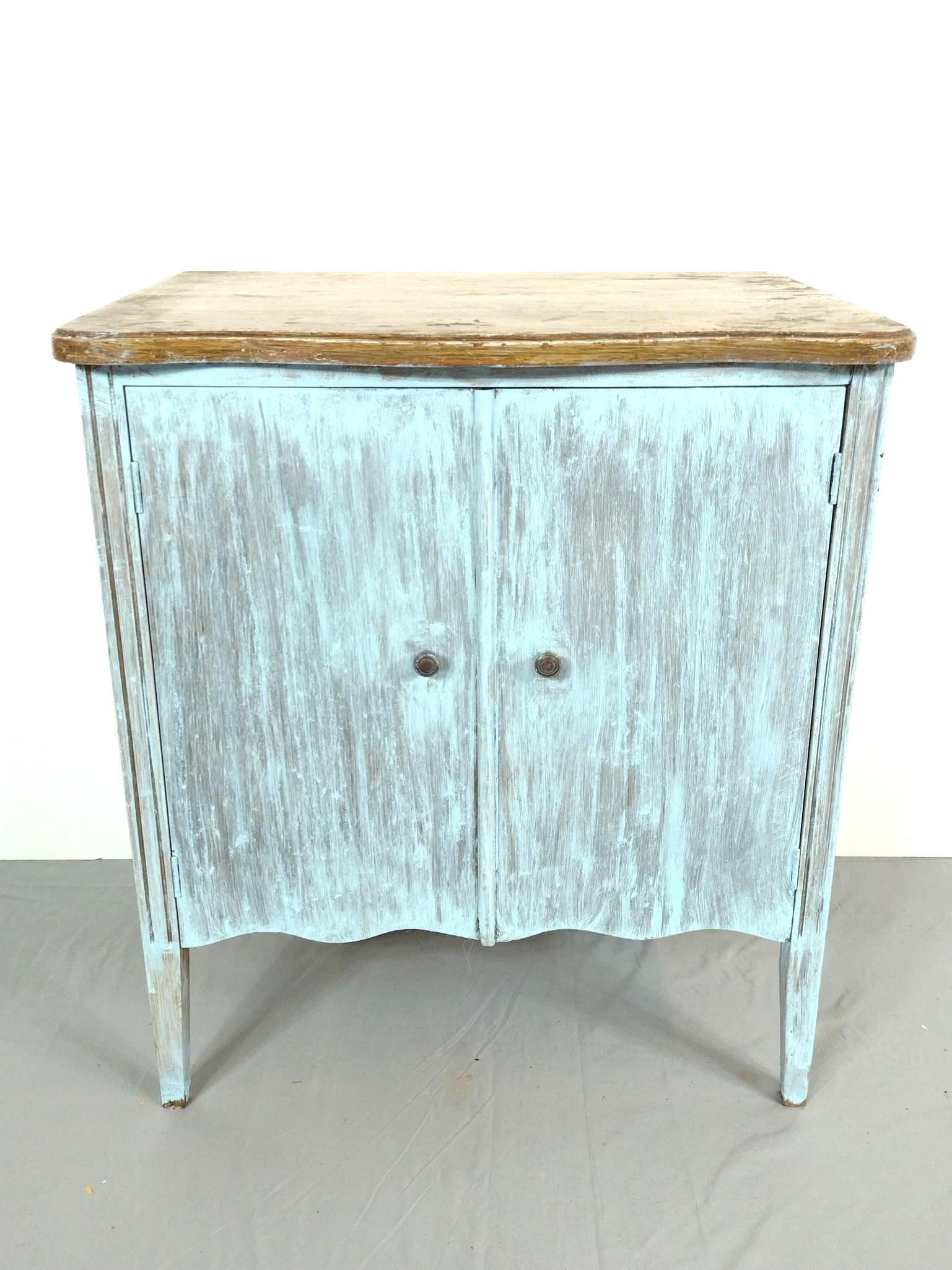 Painted Low Cabinet: NOT ELIGIBLE FOR IN-HOUSE SHIPPING. 24-3/4" wide X 18" deep X 28" high. Has some areas of finish loss