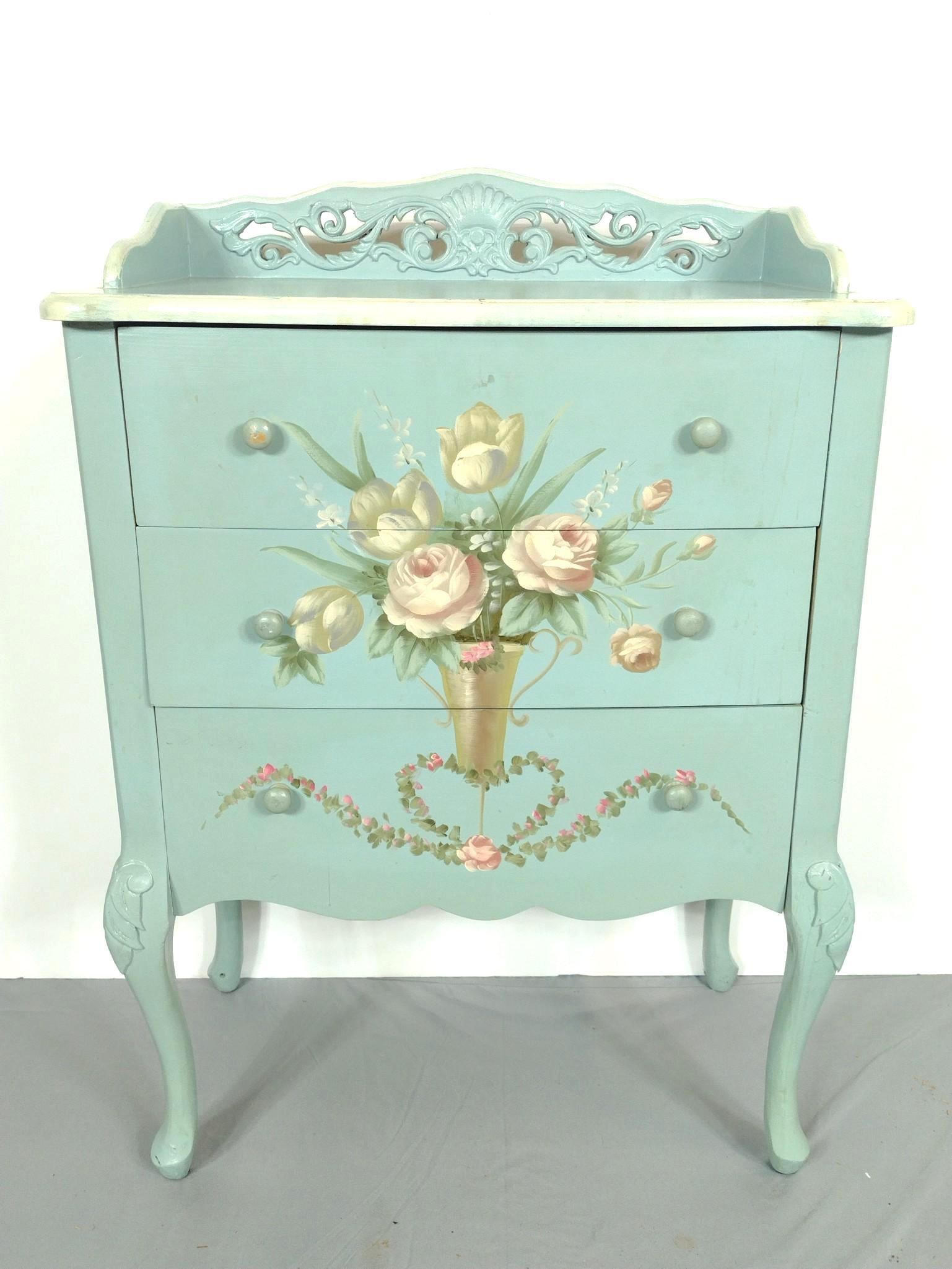 Flower Painted Three Drawer Chest (1 of 6)