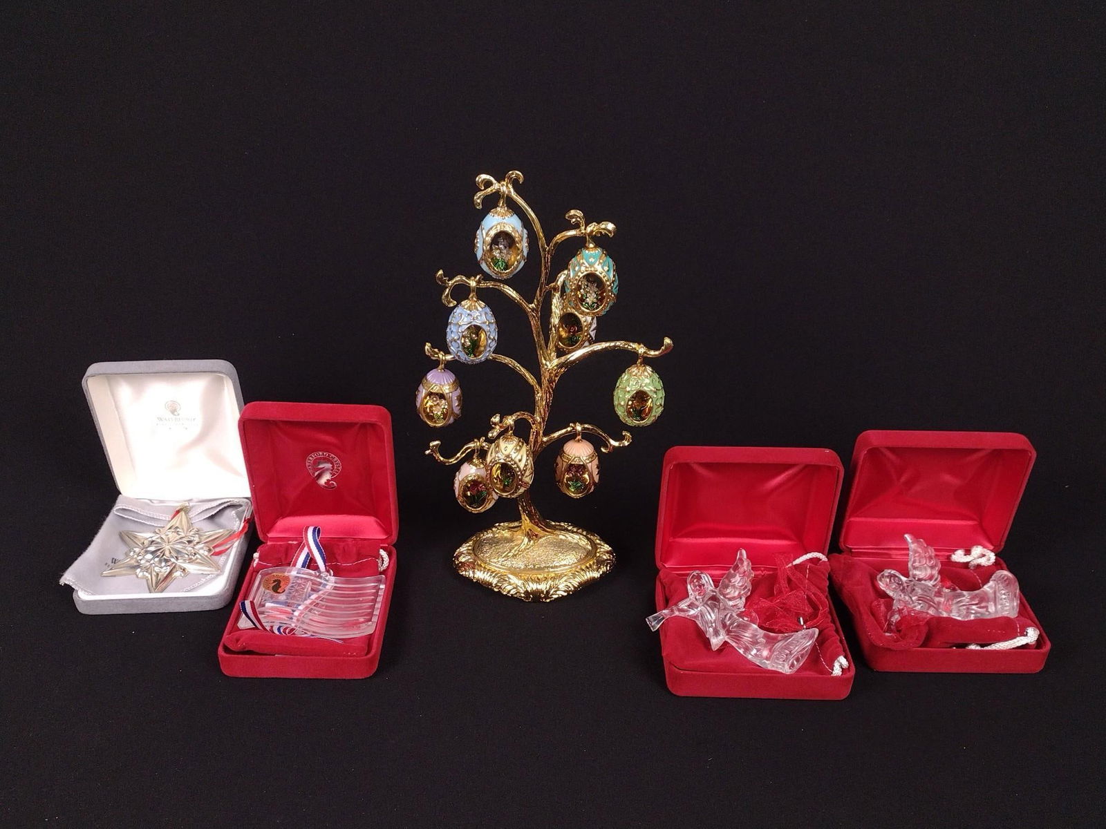 Faberge Egg Jewels of Spring Tree & 4 Waterford Ornaments (1 of 4)