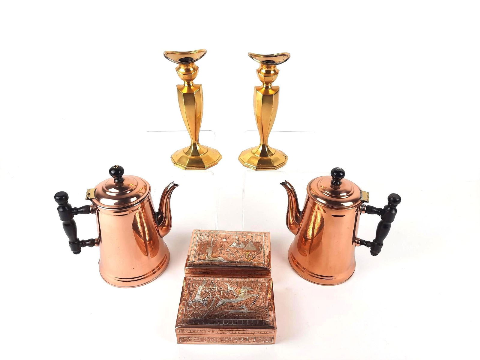 6 Pcs Metalware incl Reed and Barton Candlesticks (1 of 4)